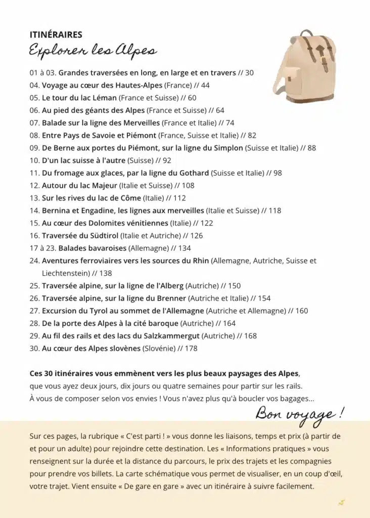 Trente itinéraires en train dans les Alpes